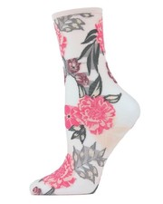 MeMoi Botanic Bunches Sheer See-Through Anklet Socks Alloy One Size,