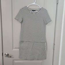 Madewell Womens Striped Short Sleeve T-Shirt Dress Navy White Cotton XS
