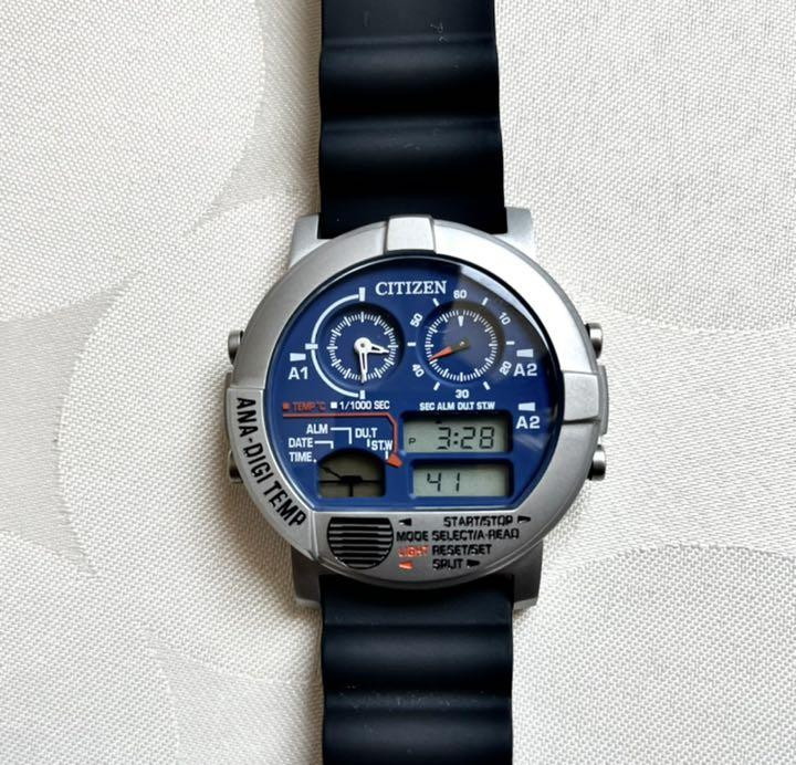 Citizen Record Label Ana Digi Temp Blue Silver Round Quartz Citizen Record Label Ana Digi Temp Blue Silver Round Quartz