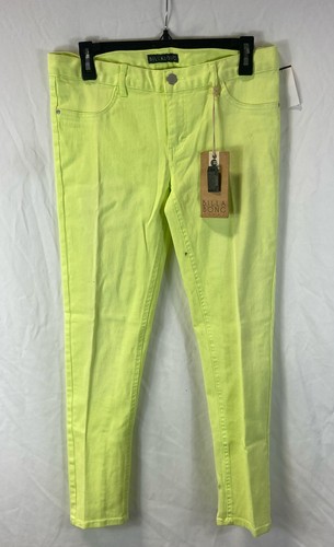 NWT Billabong Womens Neon Yellow Denim Low Rise Skinny Leg Jeans Size 11