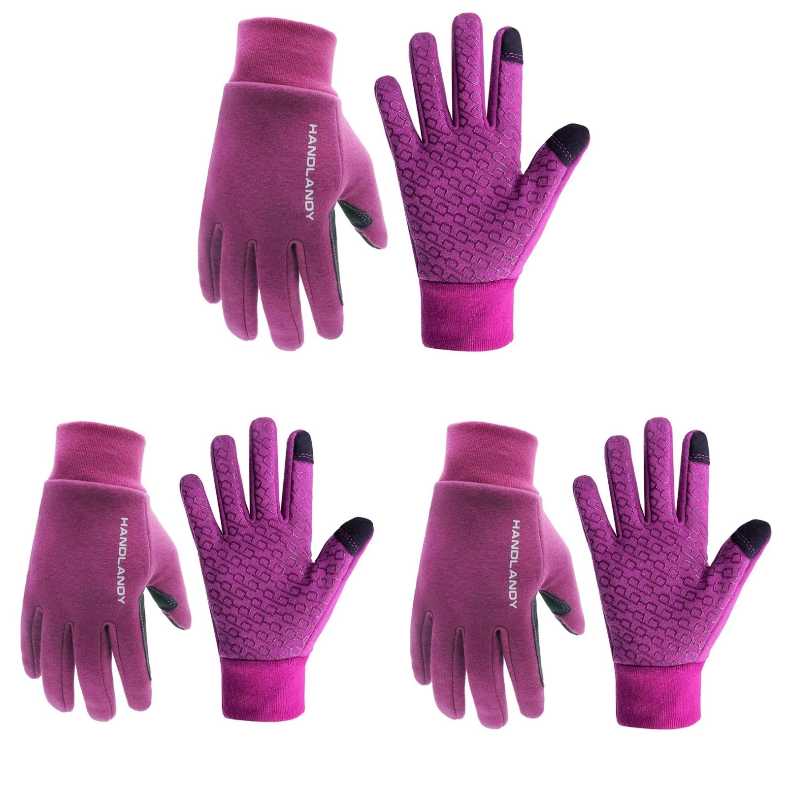 HANDLANDY 3 Pairs Winter Gloves for Women Touch Screen Warm Gloves