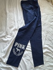 28 Victoria's Secret PINK Legging XL or Large Navy /Silver Glitter Logo NWT