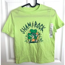 Jumping Beans Boys Shamrock Graphic T-Shirt Green Size 8 St. Patrick  s Day Tee