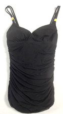 Lauren Ralph Lauren 1pc Bathing Suit Womens 12 Black Ruched Built in Bra Swim