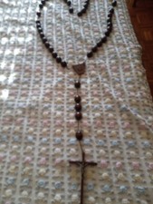 Antico Grande Rosario In Legno Di Mogano Anni 30/40