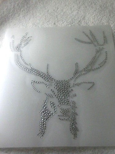 Rhinestone iron-on picture deer rhinestone motif crystal deer head hotfix 130827-d - Picture 1 of 10