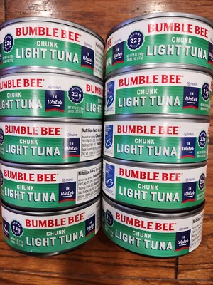 10 PACK OF CANS BUMBLE BEE CHUNK LIGHT TUNA IN WATER NET WT 5 OZ EA.12/2026