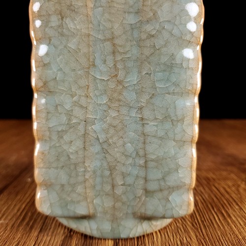 5.1" Old Antique Song dynasty Porcelain ru kiln cyan glaze Ice crack square vase - Picture 4 of 9