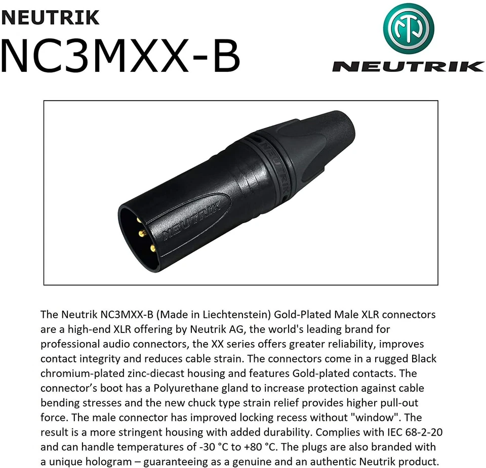 2Foot-Mogami 2534 Quad Balanced XLR |Neutrik Gold XLR Male to Female - Image 3 of 4