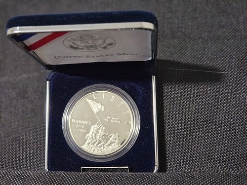 2005 UNITED STATES MARINE CORPS 230th ANNIV SILVER DOLLAR PROOF SET- w/COA&Box - Picture 4 of 9