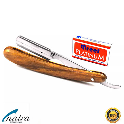 Holz Rasiermesser inkl. Rasierklingen Rasierer Rasur Herr Bart Razor 14cm