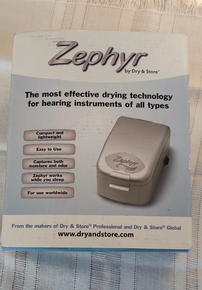 Zephyr by Dry & Store Hearing Aid Dryer Device Tinnitus Cochlear Ear