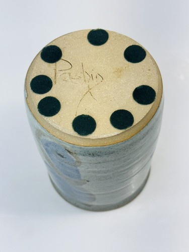 Janet Pashin Studio Art Pottery Vase Crock Country Blue Artisan Signed 6” Tall - Picture 7 of 7