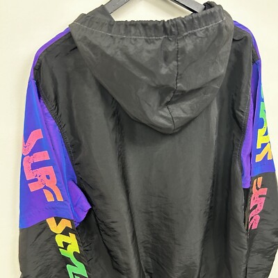Vintage Surf Style Jacket One Size Windbreaker 90s 1/4 Zip