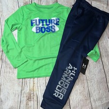 Under Armour Boys size 6 Future Boss Green Long Sleeve Navy Outfit Set NEW