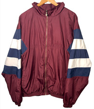 VTG Adidas Striped Cotton Lined Nylon Windbreaker Track Full Zip Jacket Men's XL