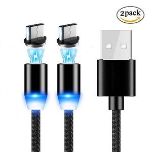 2 Pack 360 ° conector Android Magnético Micro USB Tipo C LED cable de carga rápida | eBay