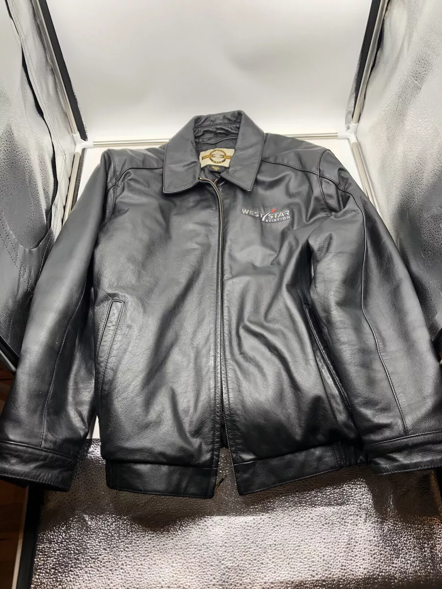 West Star Aviation North End All Climate Wear Black Leather Bomber Jacket EZEM