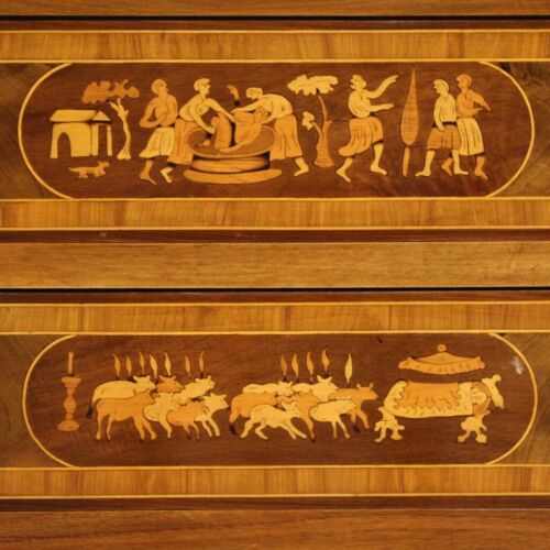 Commode style antique Louis XIV furniture inlaid wood dresser 20th century 900 - Picture 3 of 12