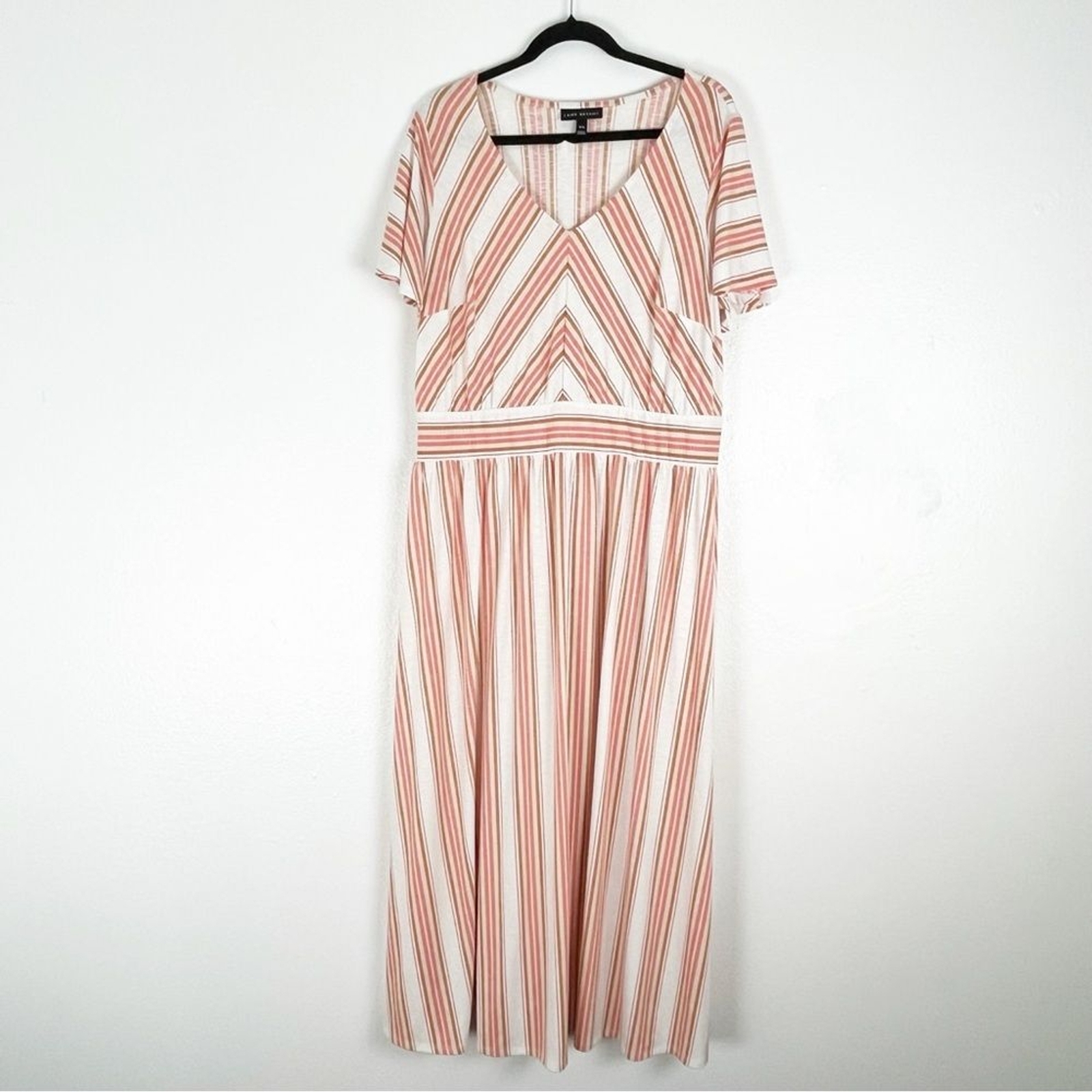 LANE BRYANT Java Striped Short Flutter Sleeves Je… - image 1