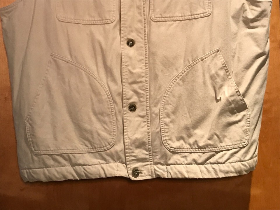 Men’s Eddie Bauer cotton vest with goose down fill, cotton plaid lining