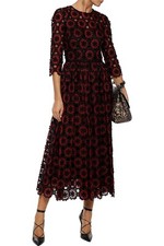 $9725 New DOLCE & GABBANA Floral Lace Full Skirt MIDI Dress Bordeaux Black 42