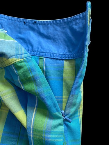Pantalón corto St. John’s Bay azul verde a cuadros elástico para mujer talla 14 - Imagen 5 de 9