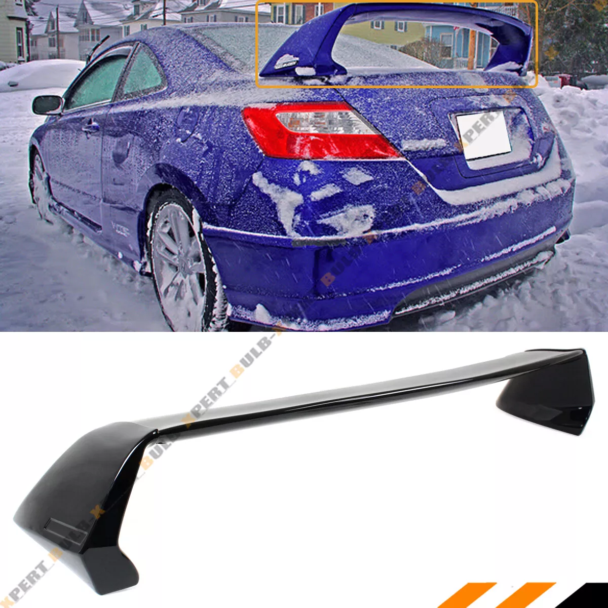 FOR 06 11 8TH GEN HONDA CIVIC 2 DOOR COUPE PAINTED BLK RR STYLE