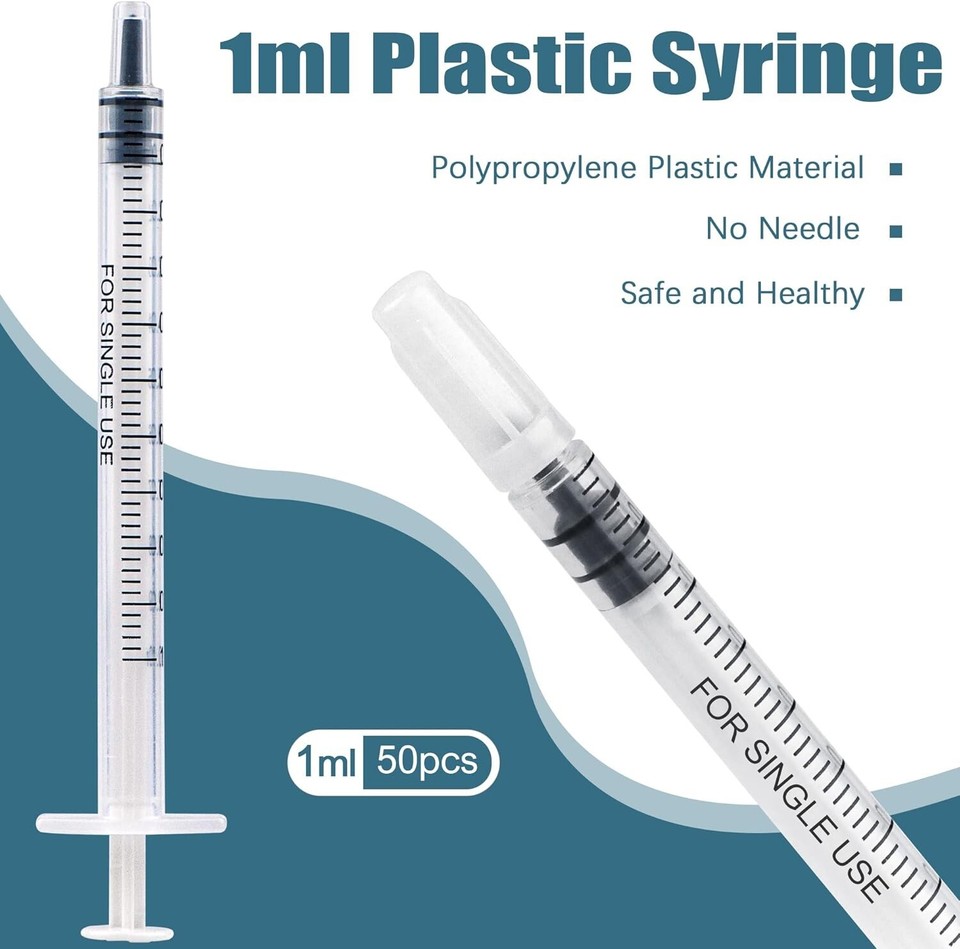 50Pcs 1ml Plastic Syringes With Caps No Needle Colostrum Syringe for