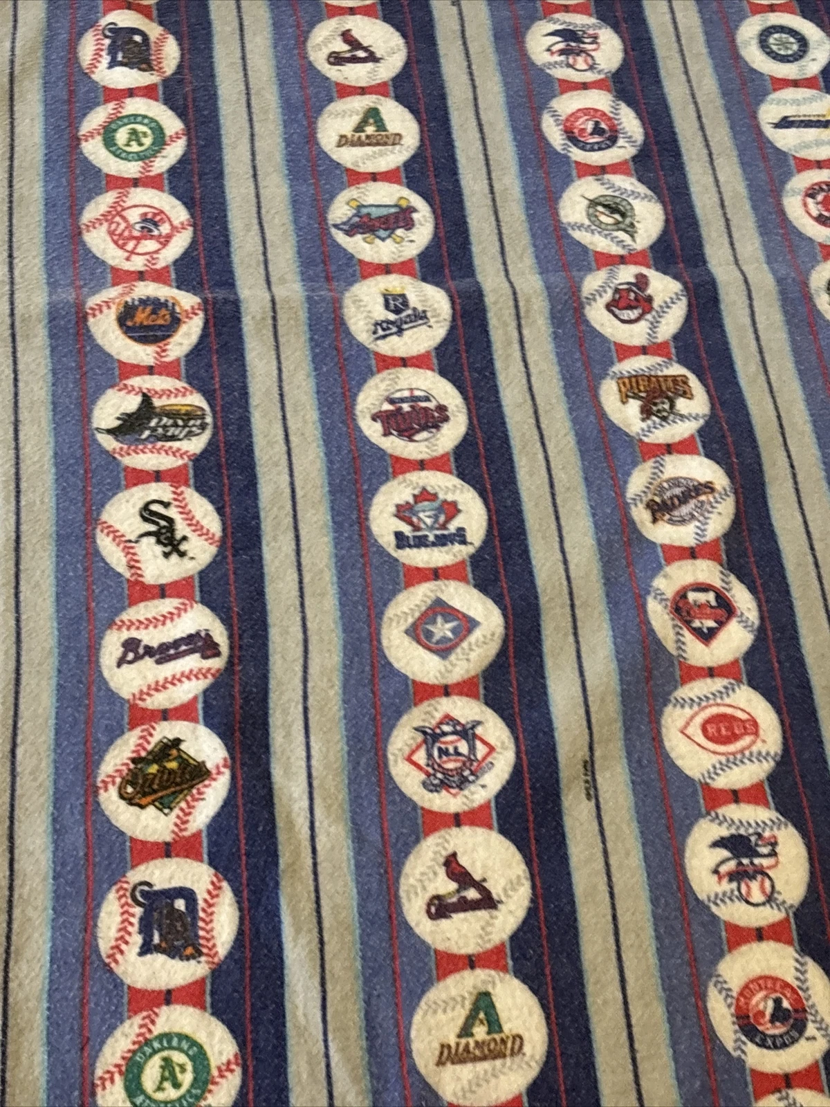 Vintage  Baseball Fleece Blanket Throwback Logos 1998 88 X 72