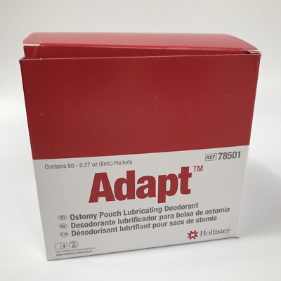 50 Hollister Adapt 78501 Ostomy Lubricating Deodorant Packets Exp 2029
