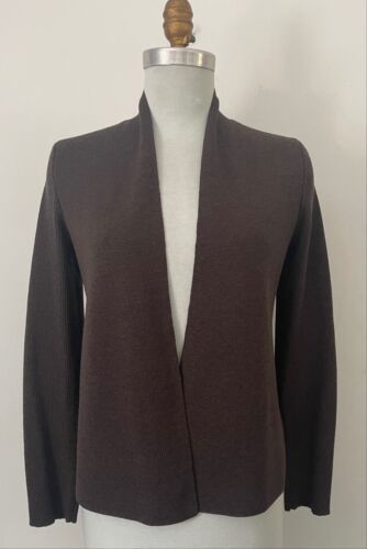EILEEN FISHER brown 100% wool open front cardigan~S~QUALITY~NICE~