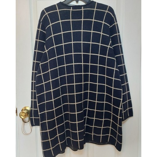 Charter Club Blue Cream Windowpane Plaid Wool Blend Cardigan Sweater Size 2X - Picture 2 of 12