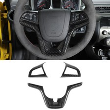 For Chevrolet Camaro 2012-15 Carbon Fiber Steering Wheel Cover Trim Accessories