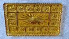 VINTAGE AMBER GLASS RECTANGULAR TRAY