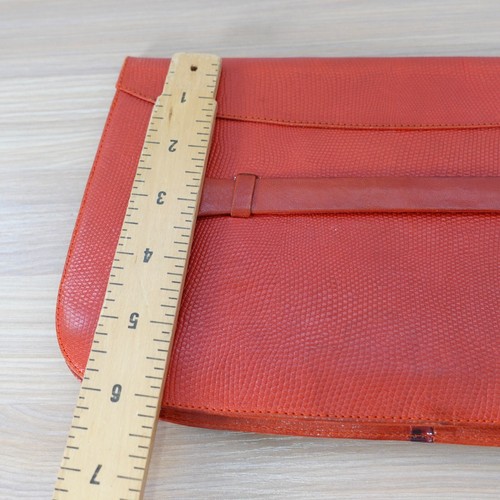 VINTAGE 90s MULBERRY Pebble Clutch Purse Bag Coastal Red Leather Evening ENGLAND - Picture 6 of 15
