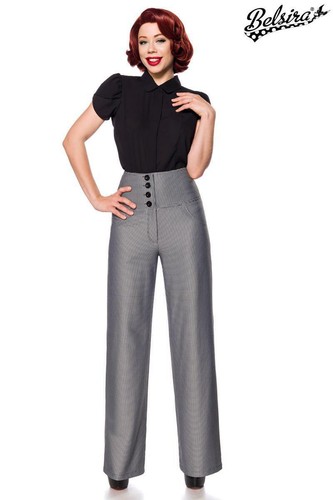 BELSIRA Pantaloni donna vita alta svasati taglio maschile vintage retrò  elastico | eBay