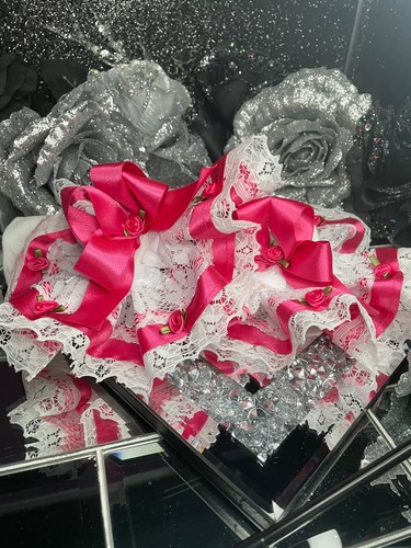 🎀Handmade Baby Girls Pretty Rosebud Embellished White Frilly Lace Satin Socks ❤ - Picture 8 of 40