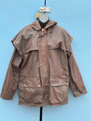 Outback Trading Co Swagman Mens Medium Brown Oilskin Duster Jacket D31