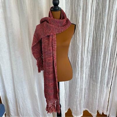 Missoni Scarf, 80'' Pink, Red, and Violet Knit Scarf with Tassels
