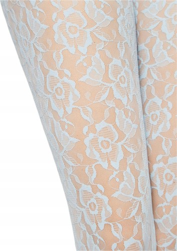 COLLANT PIZZO CALZEDONIA LACE TIGHTS Pantyhose T. 4 L fiorato AZZURRO 613C - Foto 8 di 16