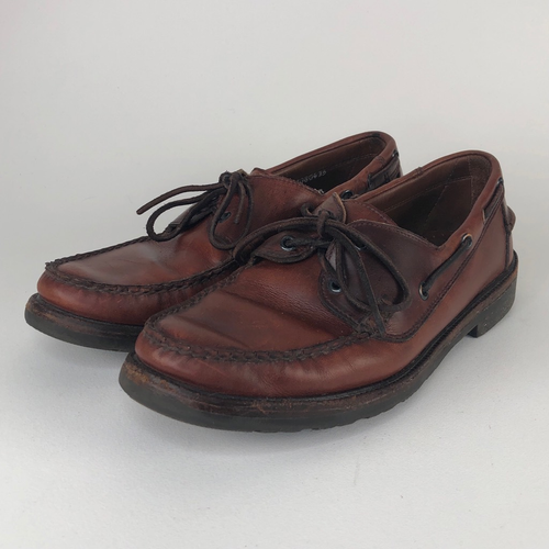 Para hombre de cuero marrón dos Ojo Barco MOC con cordones 9D |