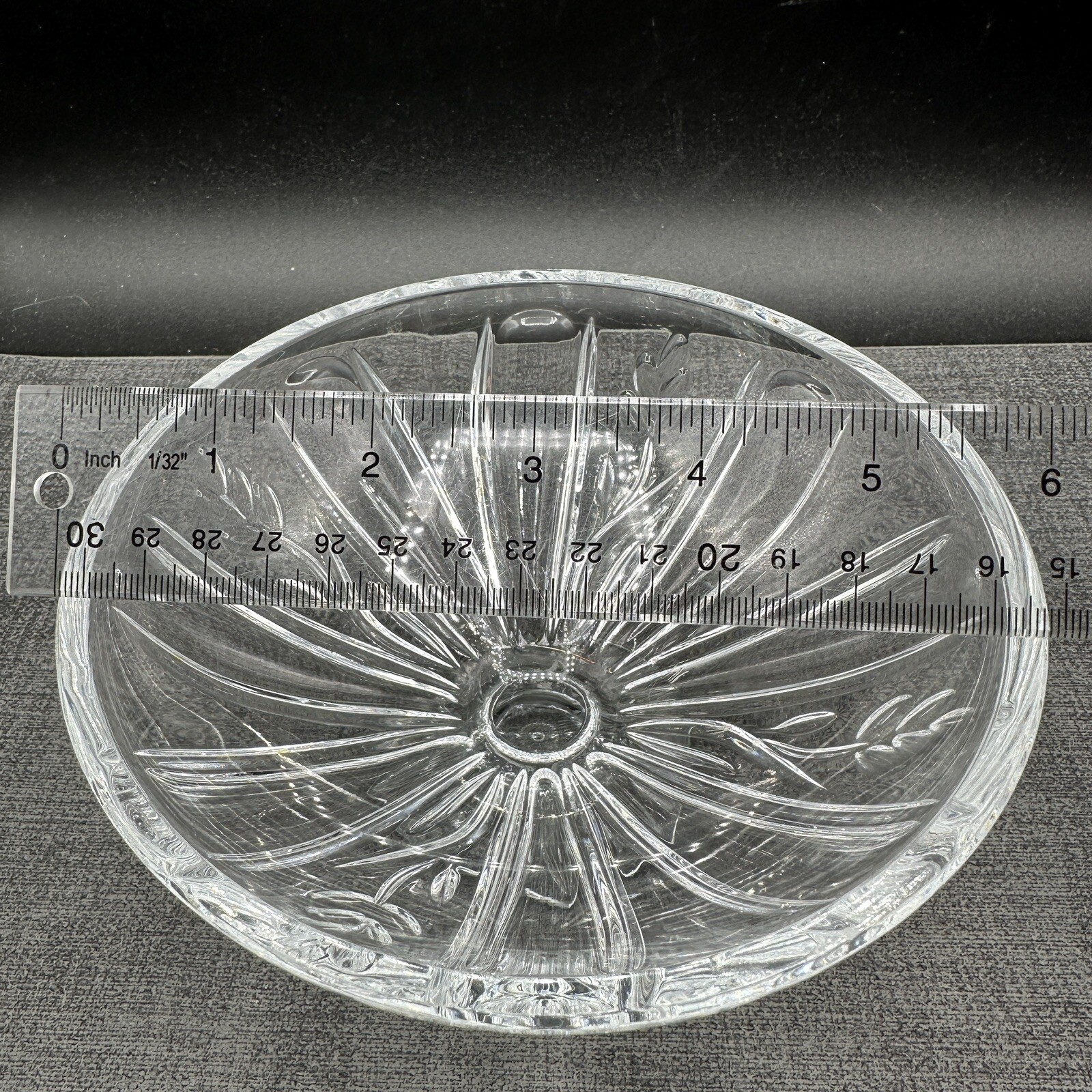 Footed Square Candy Crystal Bowl Czech Republic Pedestal 24% Full Lead Vtg