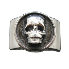 Sterling Silver Men Biker Ring Skull Solid Ge...