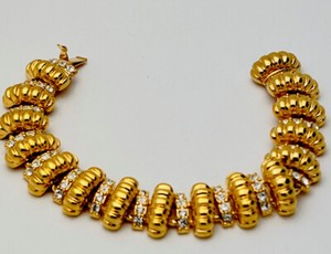 Authentic Rare Signed Jackie Kennedy JBK Vintage Gold Plated 60 Crystal Bracelet 7”