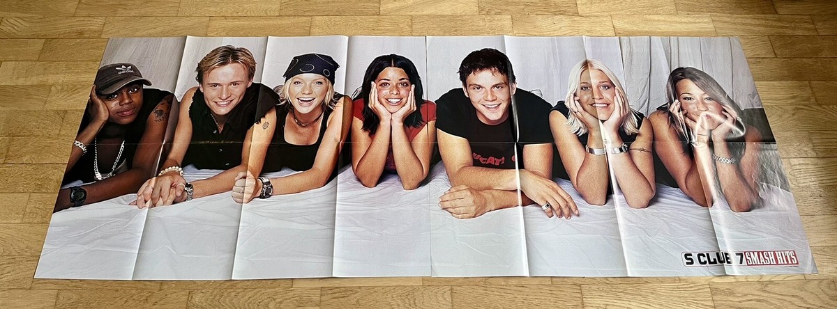 S CLUB 7 Giant Poster 1990s 166 x 60 cm UK Music Magazine Smash