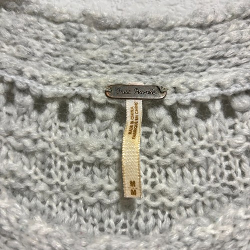 Free People Women's Short Sweater Dress Gray Medium Cable Knit 3/4 Sleeve - Picture 3 of 7