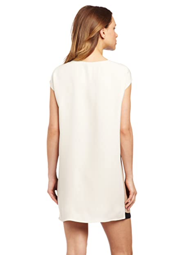 Vestido recto de seda Joie Nixon Colorblock, tostado + natural + negro, pequeño - $398 - Imagen 2 de 10