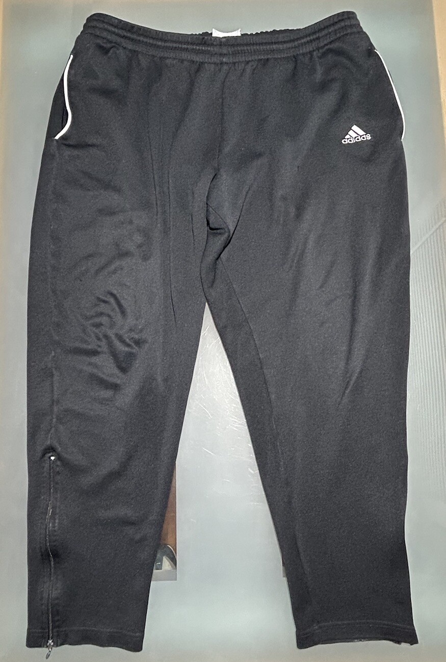 Adidas Mens Large Black Sweatpants with Ankle Zip for Active Warmup-image