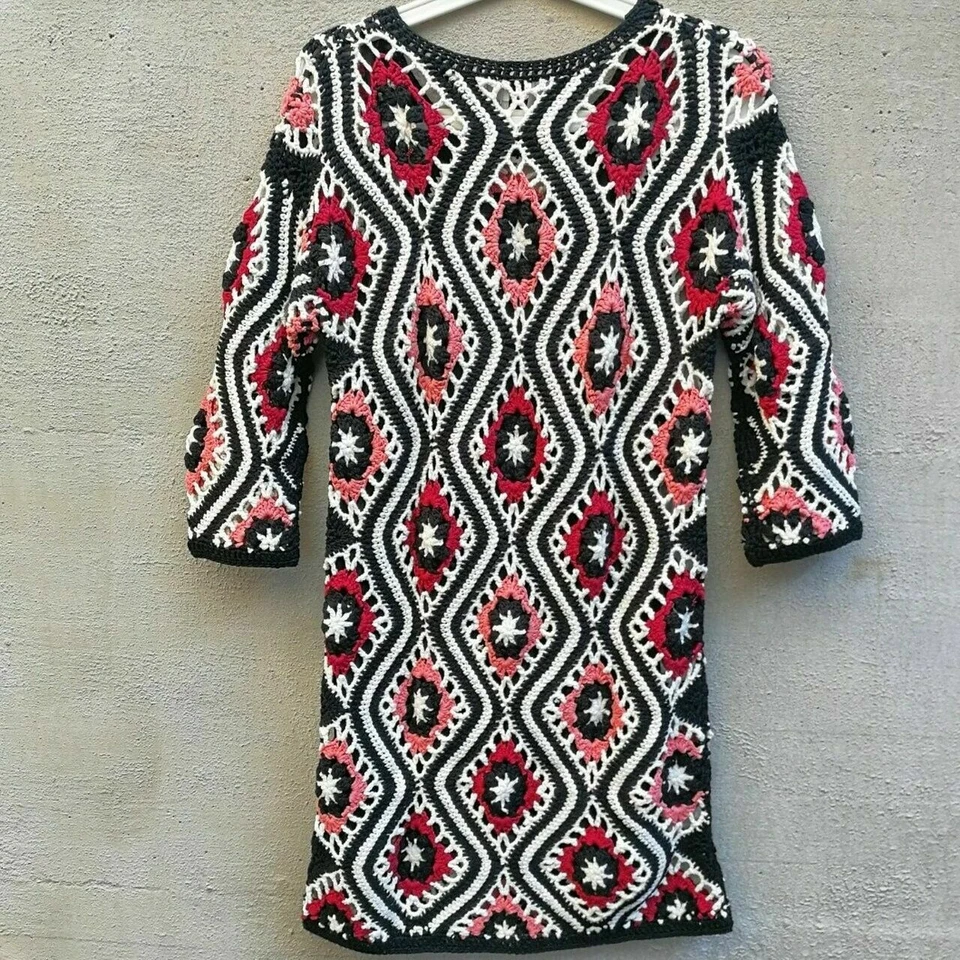 Vestido de mezcla de algodón de crochet tejido a mano con diamantes ASOS S... - Imagen 2 de 4